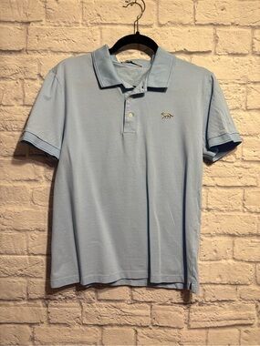 Tiger of Sweden Light Blue Men’s Polo Shirt with Embroidered Tiger Medium